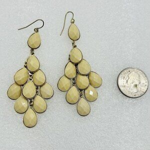 Chandelier Style Champagne Colored Drops Gold Tone Metal Fashion Earrings